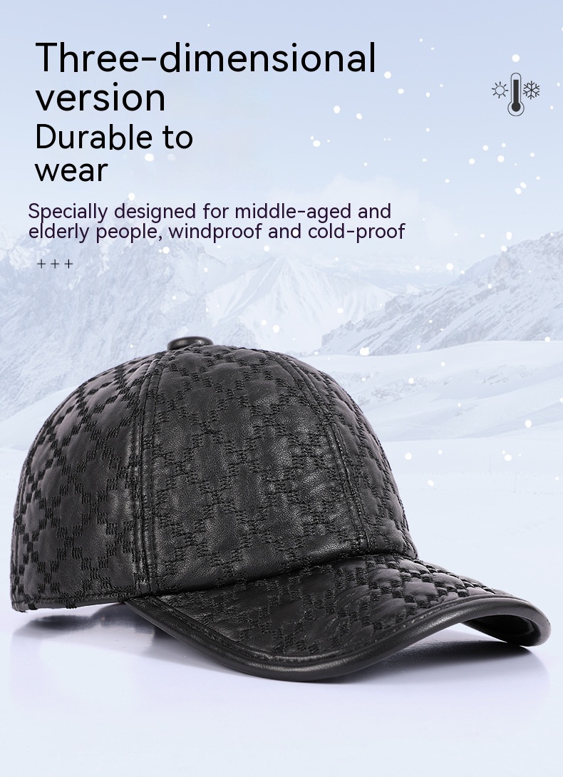 Full-grain Sheepskin Korean Style Small Plaid Hat Men — foto 5
