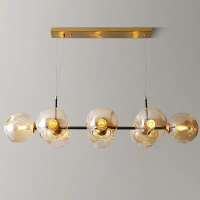 Sleek, Light-Luxury Creative Long Glass-Ball Pendant Light For Bedrooms And Dining Rooms