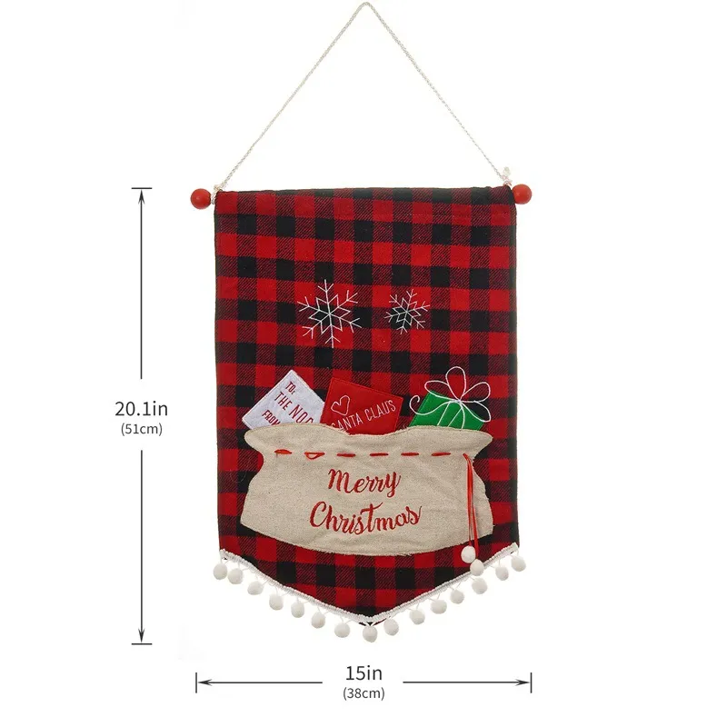 Christmas Fashion Minimalist Ornament Wall Flag - Red And Black Plaid Sack Flag
