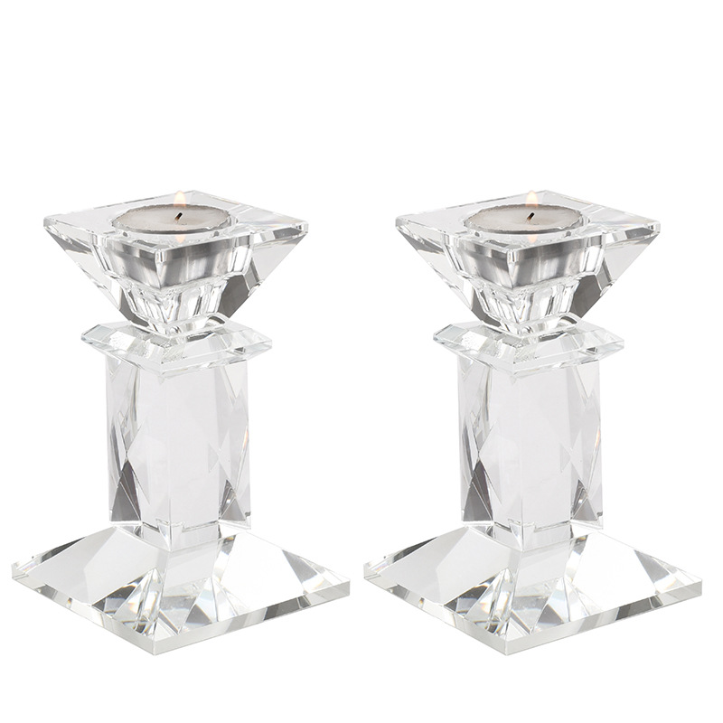 Crystal Glass Candle Holder Set