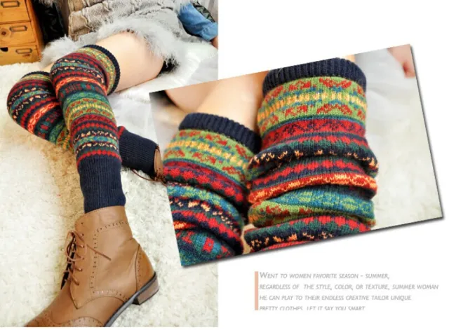 Fluorescent Thickened Camouflage Wool Autumn And Winter Boots Leg Gaurd Set Navy Blue - Shop at LoveMi