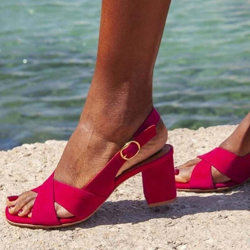 Faux Suede High-Heel Sandals