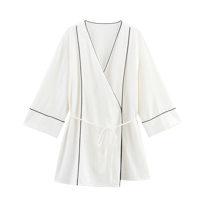 Rolled Double Breasted Coat Wide Leg Pants Top L - Shop at LoveMi