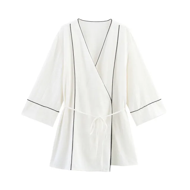 Rolled Double Breasted Coat Wide Leg Pants Top L - Shop at LoveMi