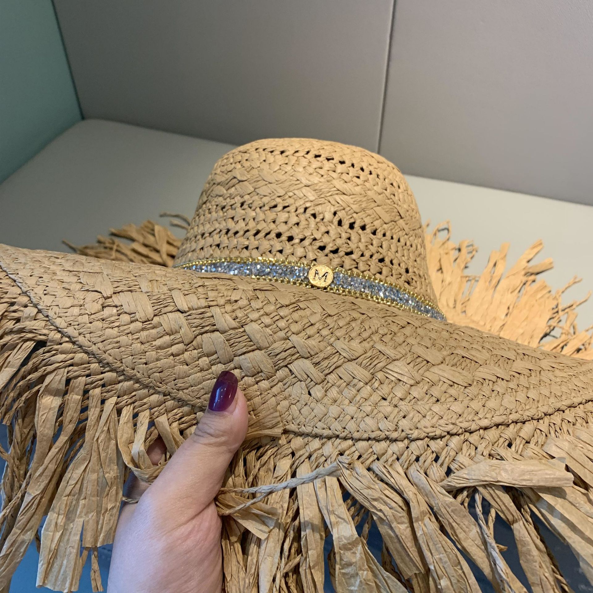 Straw Tassel Sun Hat With Wide Brim