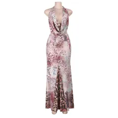 Spaghetti-strap Floral Print Waist-baring Summer New Backless Dress - Cameo Brown - View 1