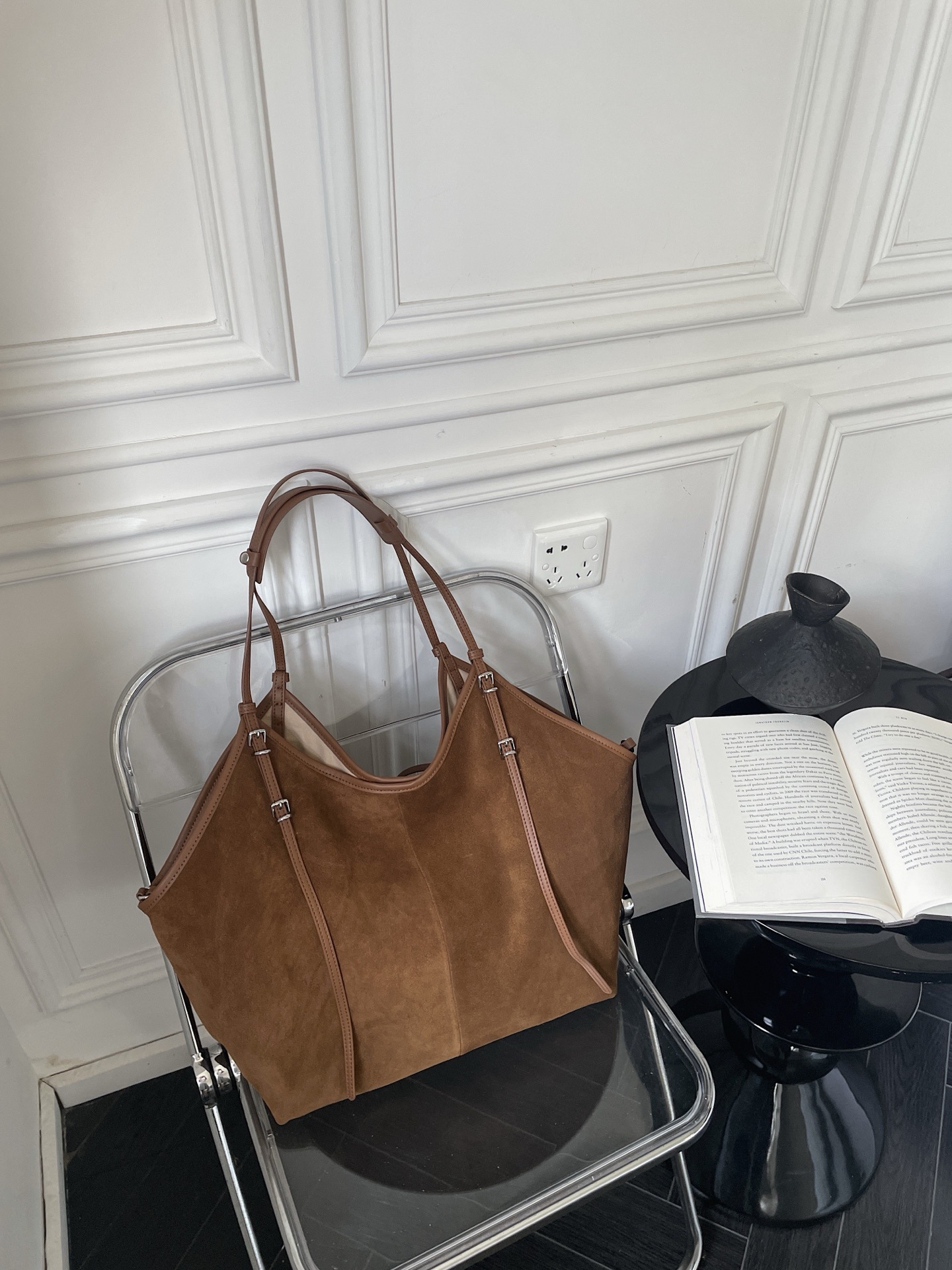 Suede Crossbody Bucket Bag, picture 6 of 6