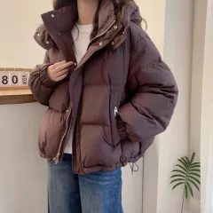 Women's Plus Size Split Warm Casual Jacket - Deep Coffee - View 1