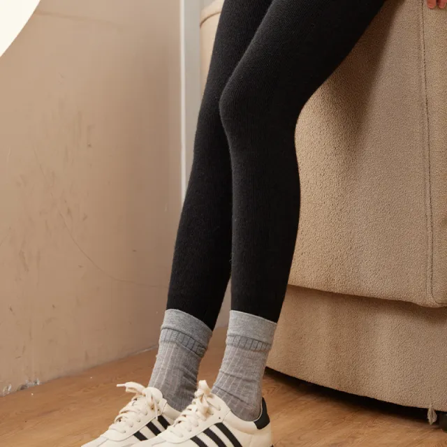 Cashmere Drawstring Tights Women's Inner Wear High Waist Slim Fit Leggings Black - Shop at LoveMi