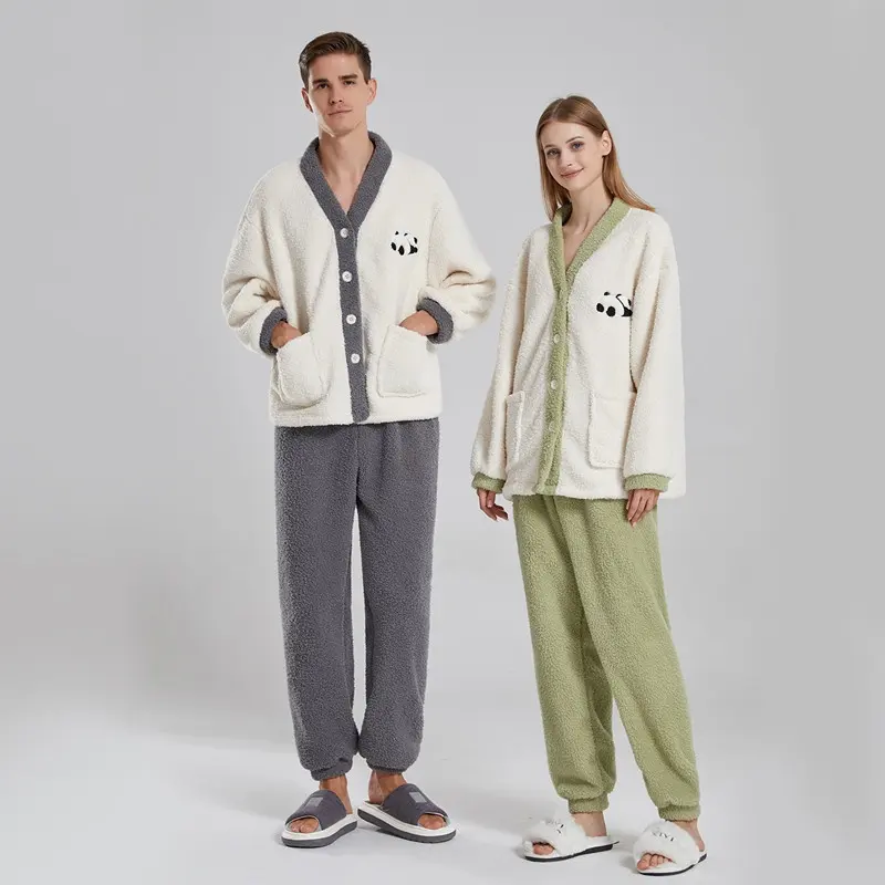 Couple Pajamas Women Winter Coral Fleece Thickened