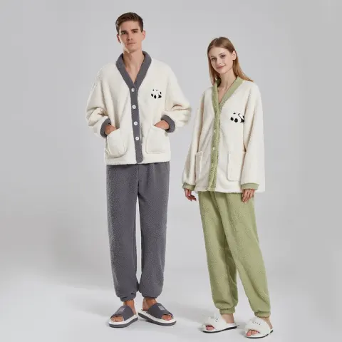 Couple Pajamas Women Winter Coral Fleece Thickened Casual Clothes