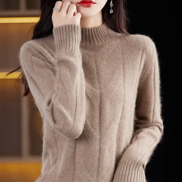 Women's Autumnwinter Fashion Knitted Top Bottoming Shirt Purple Velvet Rice - Shop at LoveMi