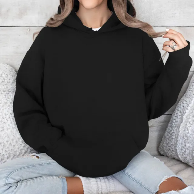 Loose Hooded Multi color Sweater For Women Black - Shop at LoveMi
