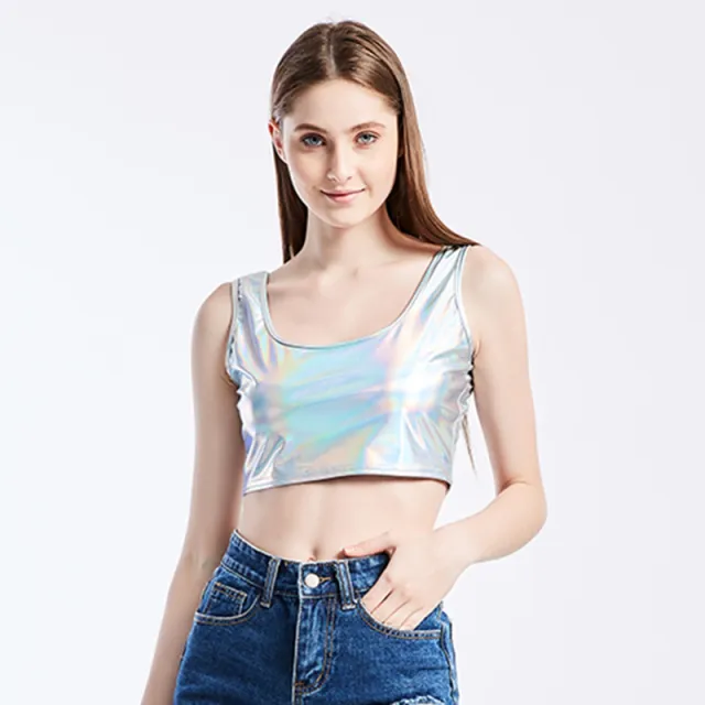 Summer Fit Sports I shaped Vest Bright Leather Performance Wear Laser Silver - Shop at LoveMi