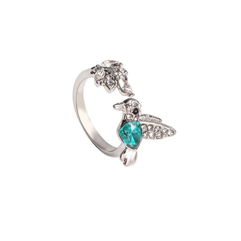 Green Hummingbird Opening Adjustable Ring