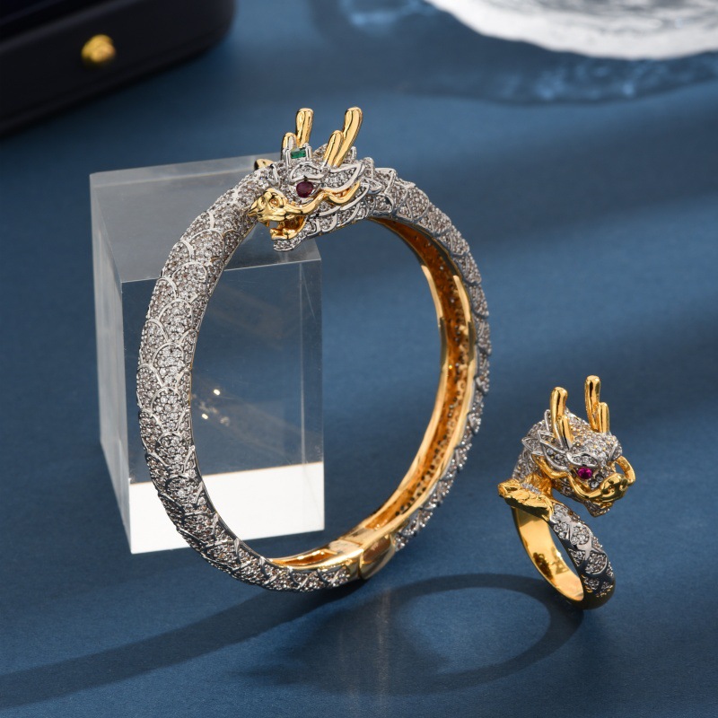 Fashion Dragon-shaped Color Separation Ring For Men