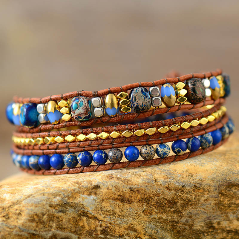Circles Purple Emperor Natural Stone Creative Beaded Hand Weaving Bracelet