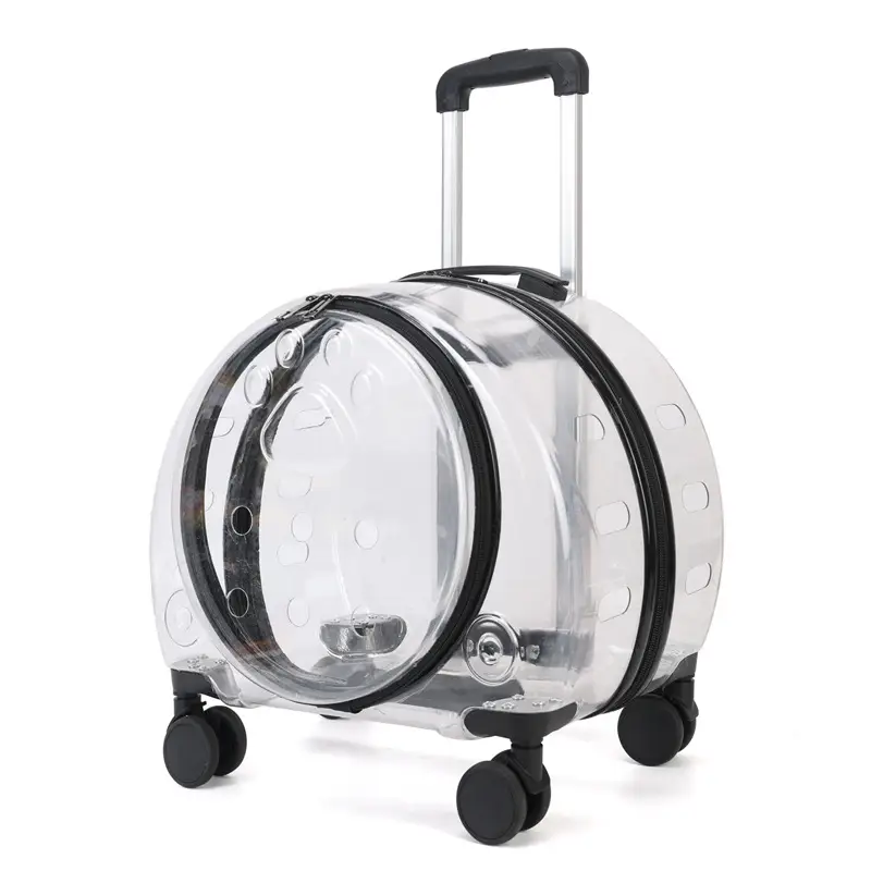 Large Capacity Universal Wheel Fully Transparent Pet Trolley Bag Breathable