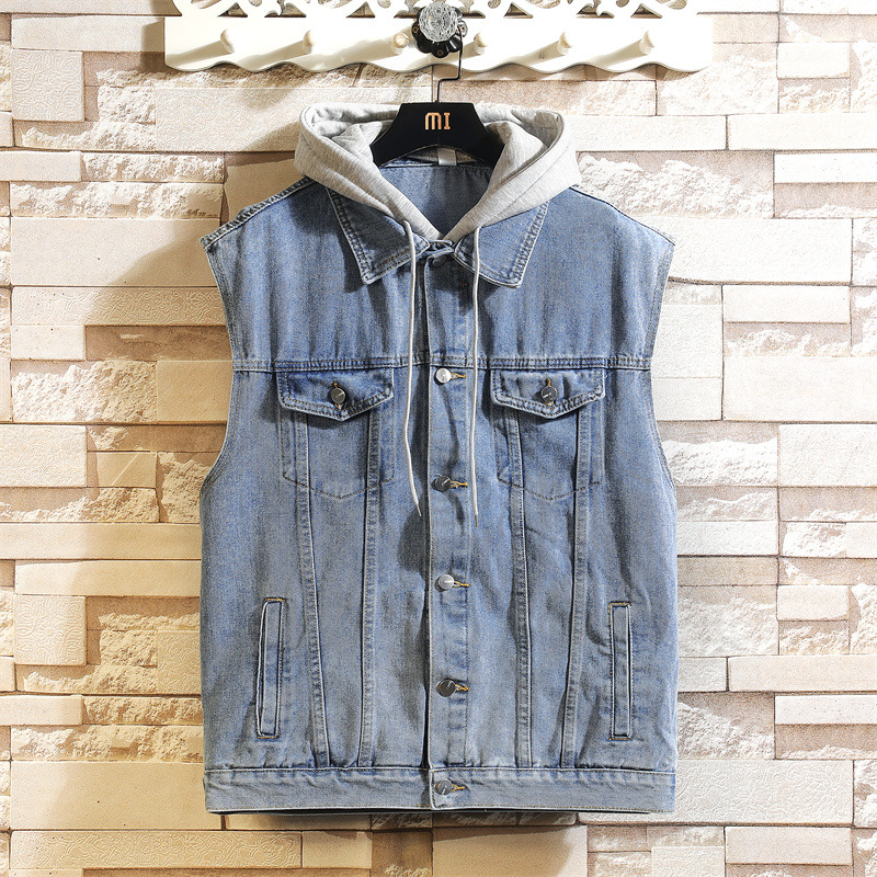 Mens Sleeveless Hooded Vest Casual Jacket