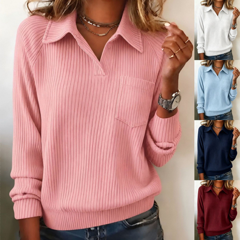 Vertical Striped Lapel Half Button Long Sleeve Loose Casual Print Shirt product image
