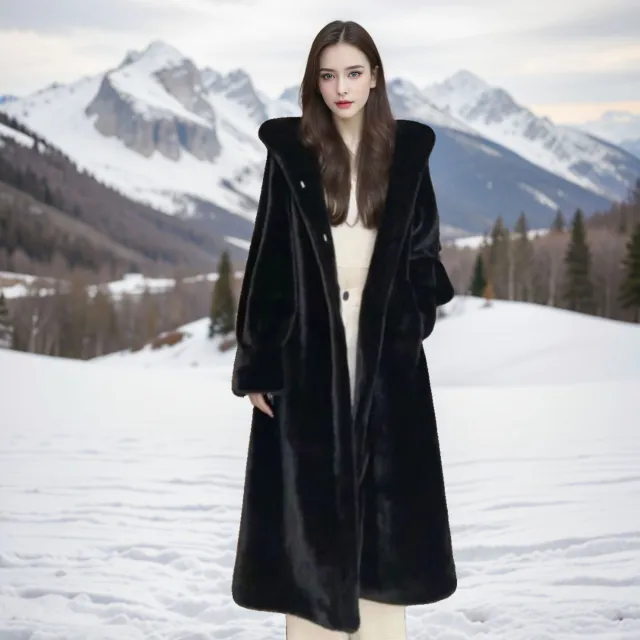 Loose Plus Size Long Leopard Print Fur Coat Black - Shop at LoveMi
