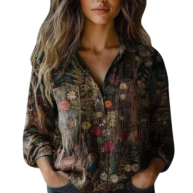 Womens V neck Printed Blouseshirt Fxdz202507 3Xl - Shop at LoveMi