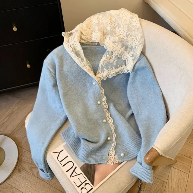 Lazy Chic Sweater Coat Loose French Top Peacock Blue - Shop at LoveMi