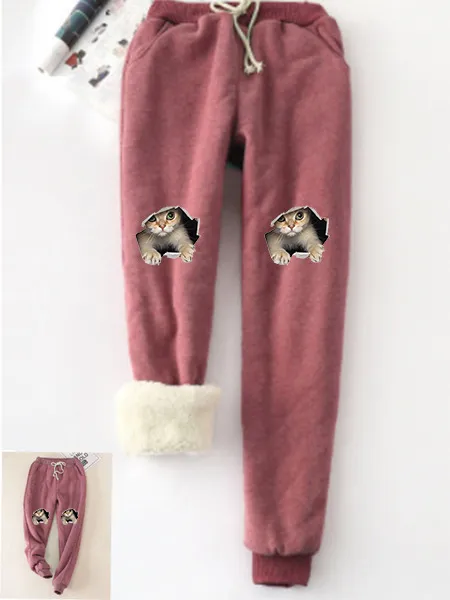 Autumn And Winter New Fleece lined Warm Leggings Wine Red - Shop at LoveMi