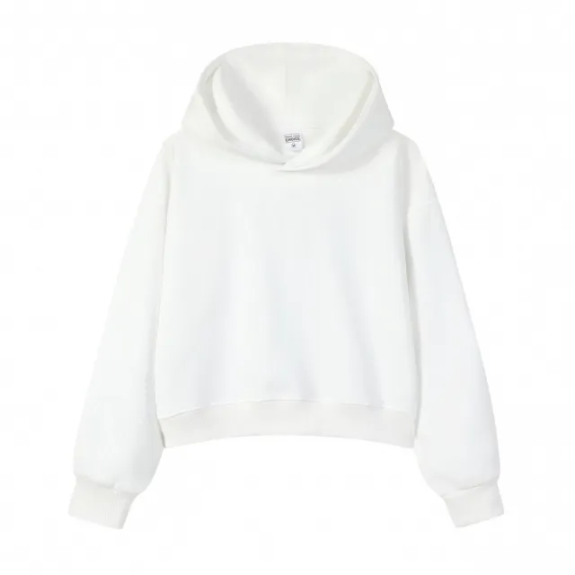 Women's Cotton Composite Cropped Hoodie White - Shop at LoveMi