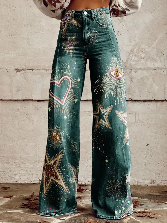Women's Casual Pants Thin Imitation Jeans Wide Leg Awp1A242611Q M - Shop at LoveMi