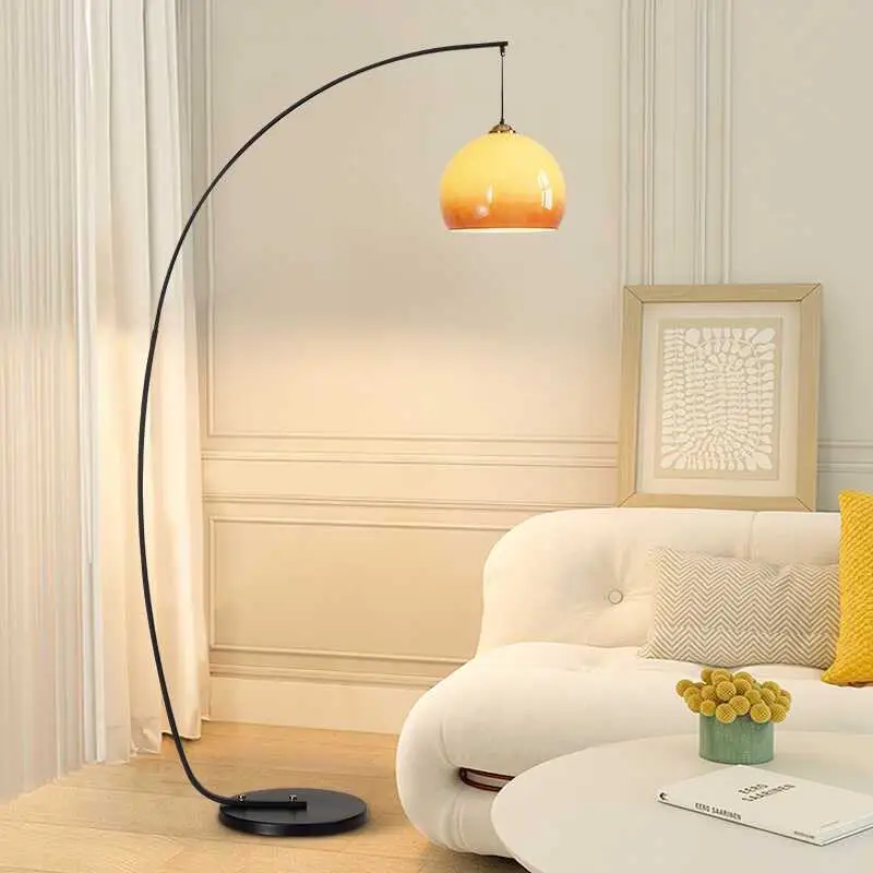 Sunset Yellow Glass Fishing Floor Lamp Living Room Decorative Lamp