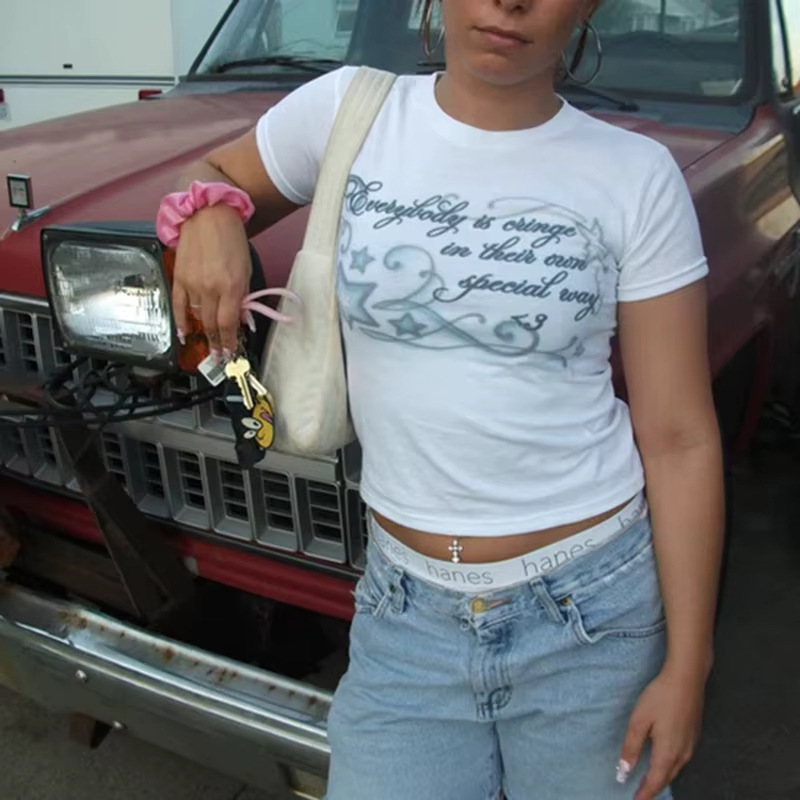 Womens Arrival Crew-Neck T-Shirt With Letter Print