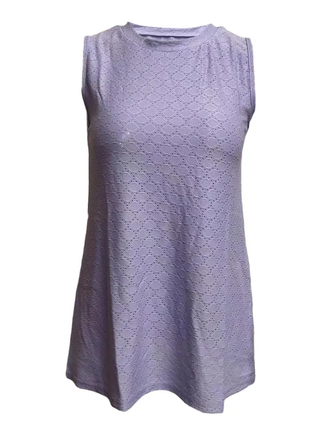 Summer Loose Casual Fashion Slimming Dopamine Color Round Neck Women's Vest Violet - Shop at LoveMi