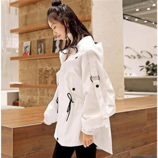 Workwear Jacket Mid length Loose White - Shop at LoveMi