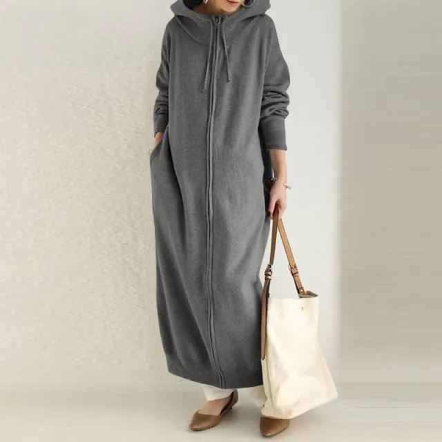 Brushed Hoody Casual Long Sleeve Coat Women Gray - Shop at LoveMi
