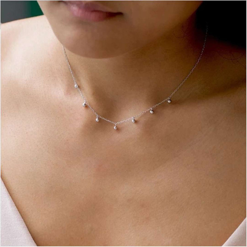 A String Of Small Bead Titanium Steel Gold-plated Necklace Female Clavicle Chain