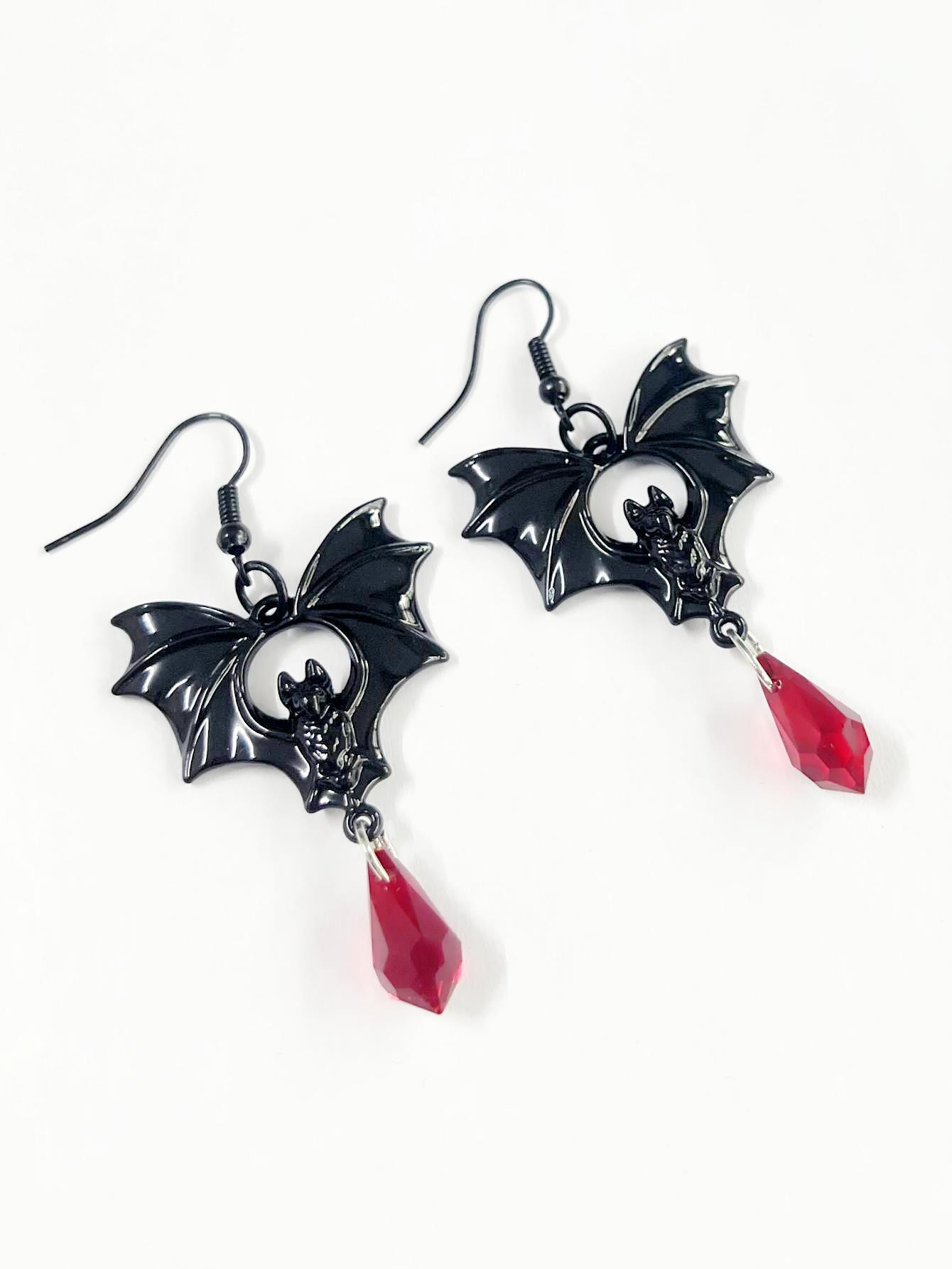 Fashion Personality Bat Crystal Earrings For Women