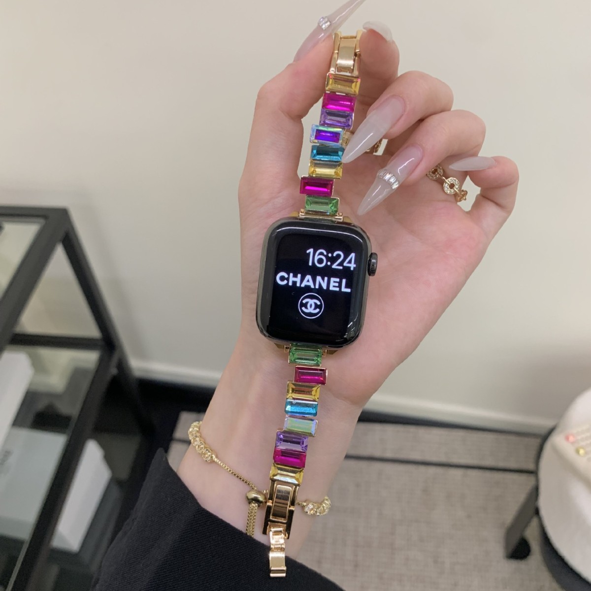 Irregular Square-cut Diamond Colored Watch Strap For Watch Bands