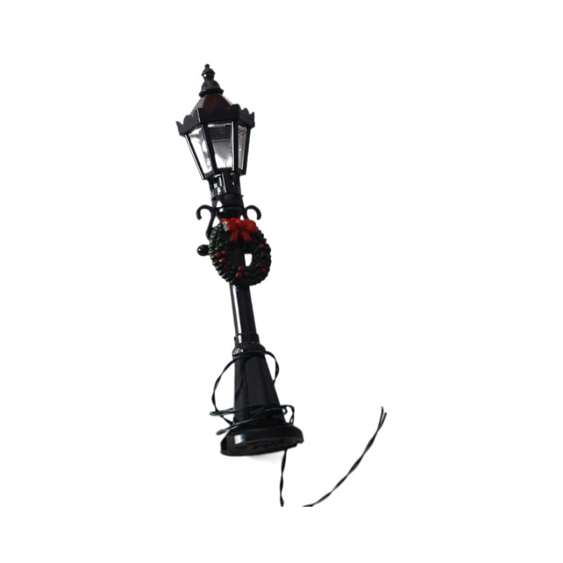 Black Streetlamp Standing Lamp Doorway Santa Claus Holiday Scene 5
