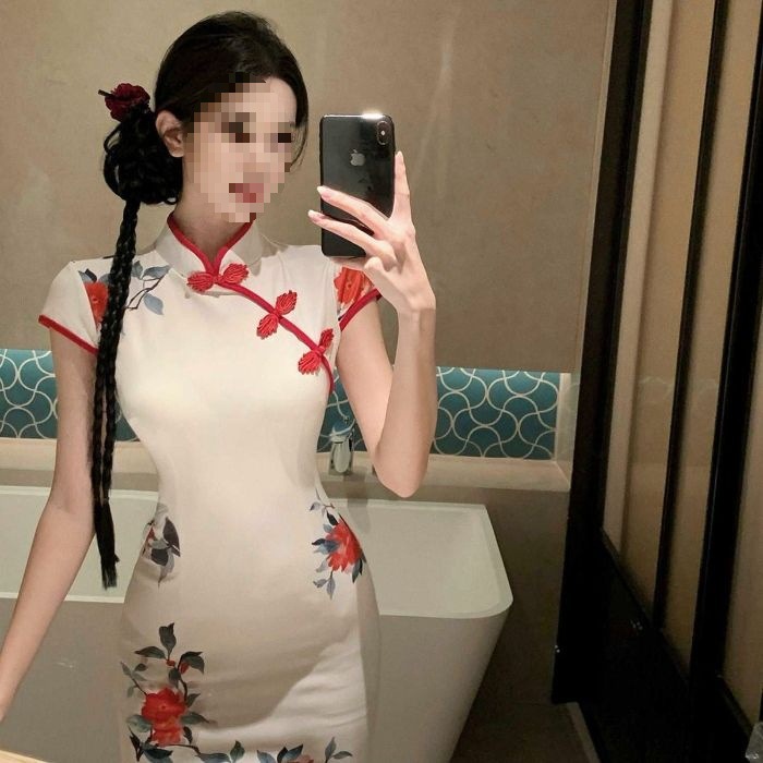 New Chinese style Improved Cheongsam Buttoned Dress Picture Color Xl - Shop at LoveMi