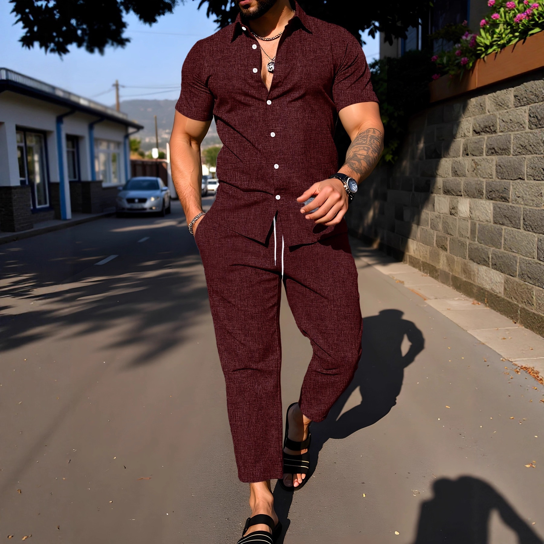 Short-sleeve Shirt And Trousers Casual Summer Set