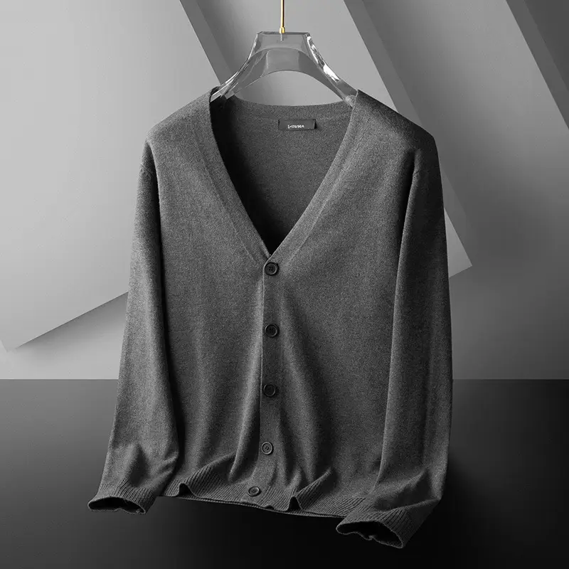 Thin Trendy Casual Outdoor Cotton Knitwear Black Sweater