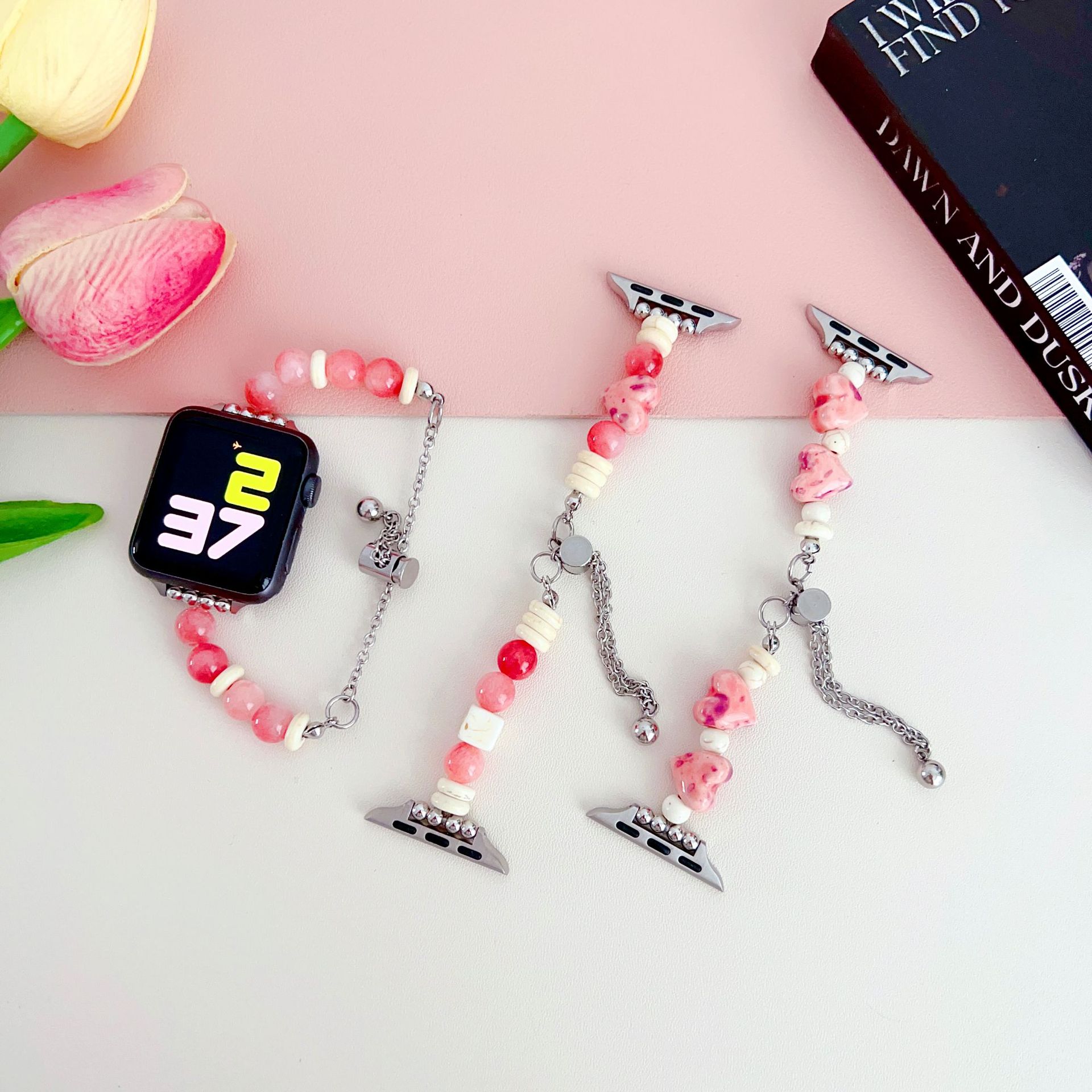 Title 12, Dopamine Love Heart Beads Bracelet Strap For S8...