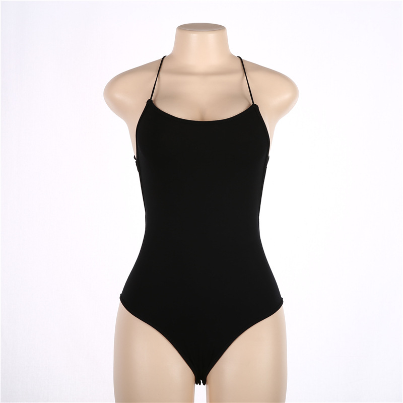European And American Style Summer Women's Clothing New Sling Backless Lace Up Sexy Jumpsuit Black - Shop at LoveMi