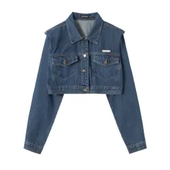 Sweet Cool Short Denim Jacket Casual Ins Style Easy Matching Coat - Blue - View 1