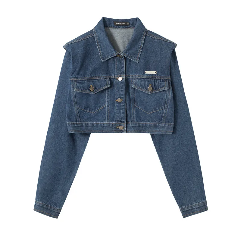 Sweet Cool Short Denim Jacket Casual Ins Style Easy Matching Coat - Blue