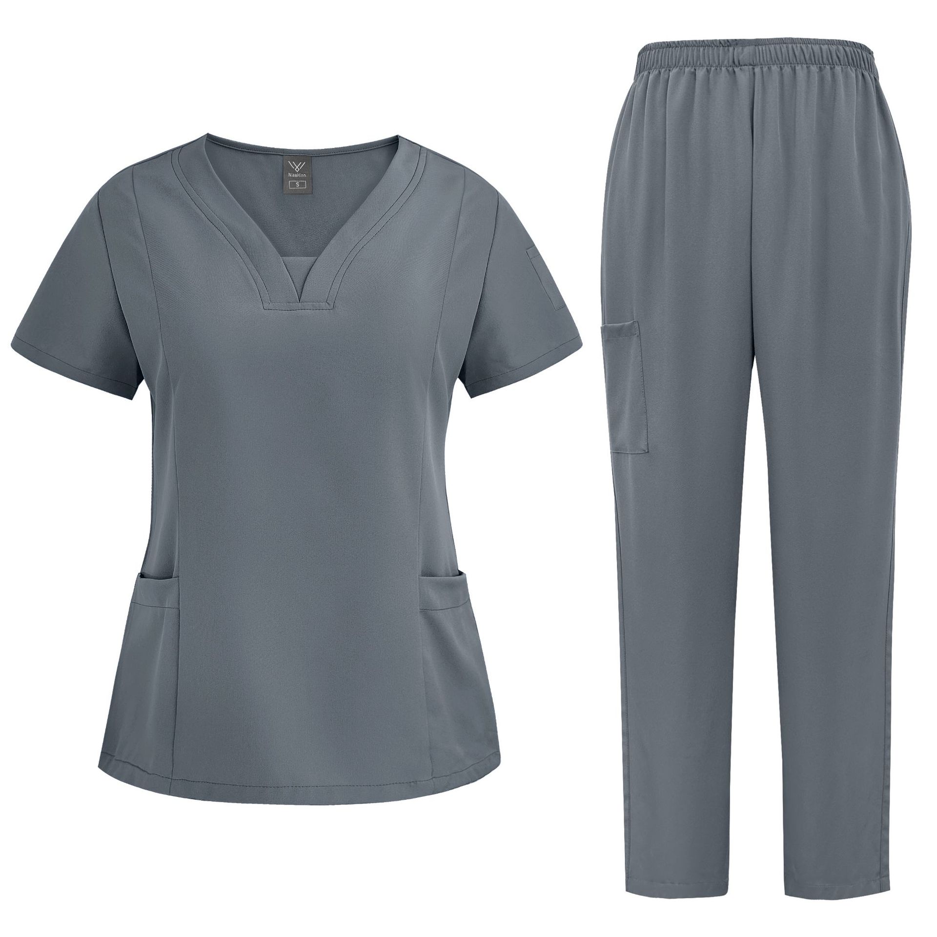 Women's Casual Loose Solid Color Nurse Workwear Set - Image 11