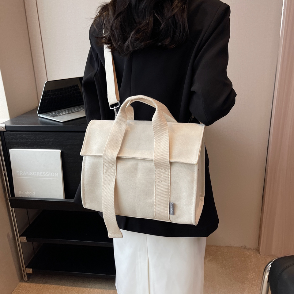 Canvas Bag Women's Simple Versatile Design Color Broadband