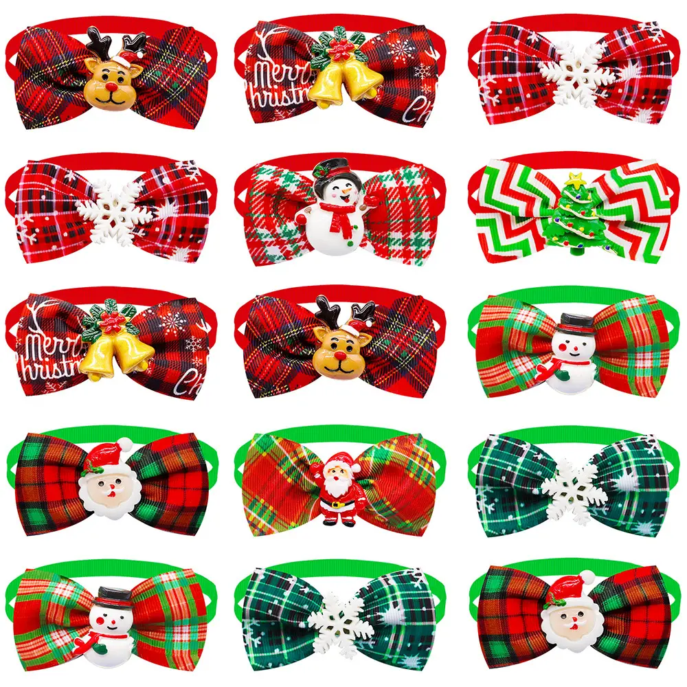Pet Plaid Pattern With Accessories Bow Tie