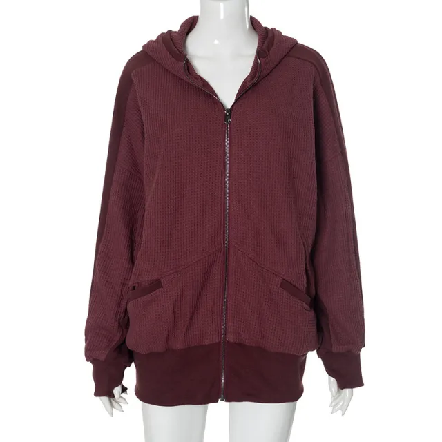 Autumn New Comfortable Slimming Hoodie For Women Wine Red - Shop at LoveMi